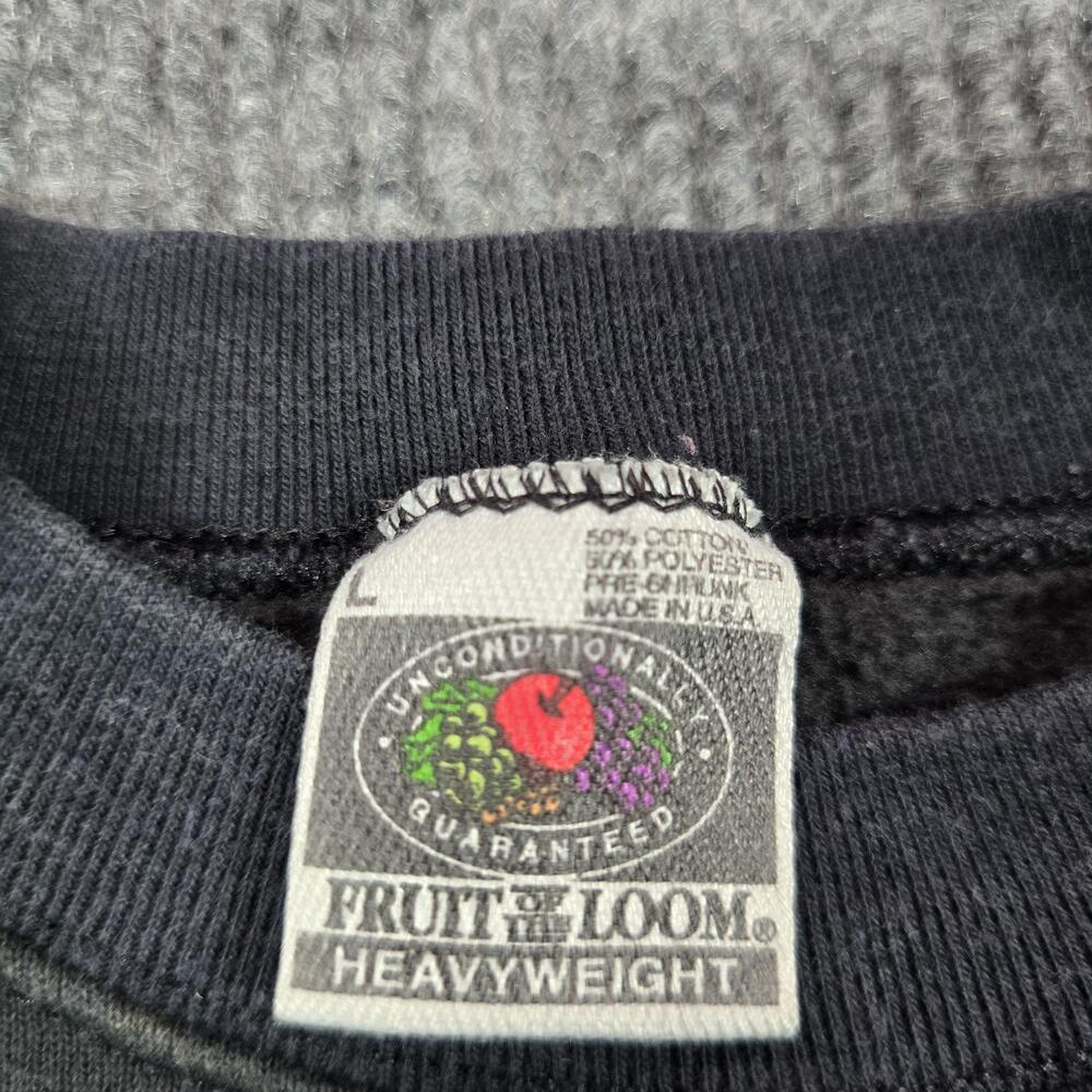 Vintage Fruit Of The Loom Sweatshirt Mens Large Black Heavyweight Crewneck USA - Picture 3 of 9